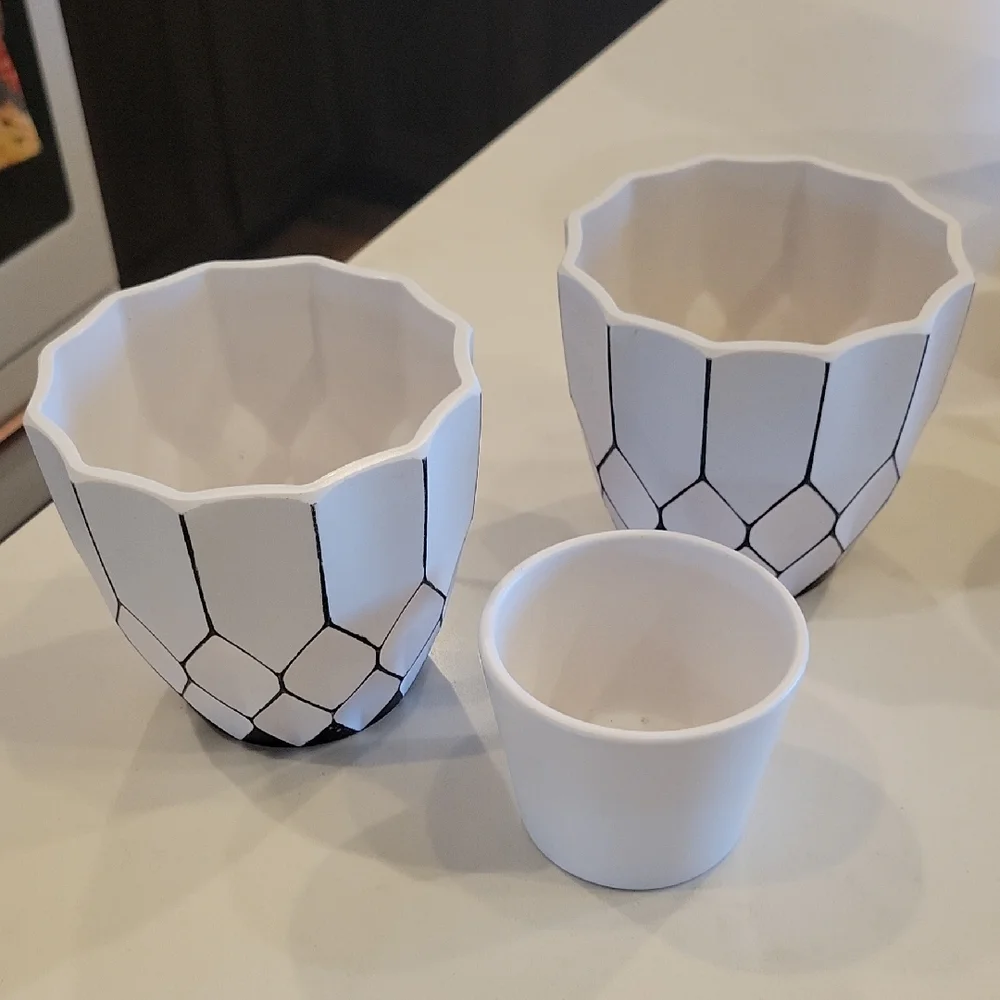 IKEA White and Black Ceramic Planter Trio
